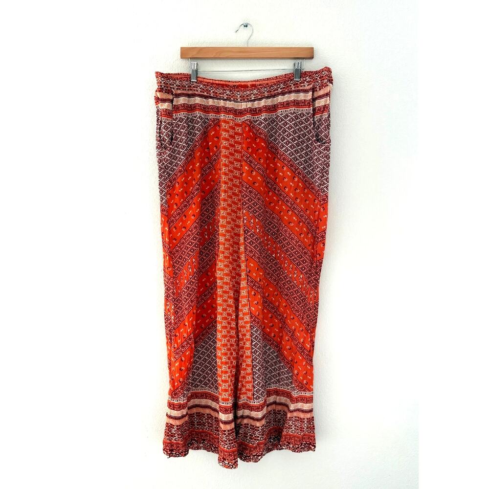 Earthbound Trading Co Orange Boho Wide Leg Palazzo Pants Size XL